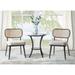 3 Pcs Dining Set, Rattan Breakfast Nook Set, 2 Armless Chairs and Tempered Glass Round Table with Rattan Lower Shelf