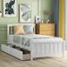 Mid-Century Inspired Wood Platform Bed with Two Drawers and Headboard