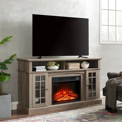 Entertainment Console with Open and Closed Storage Space