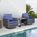 Outdoor Patio Glider Chairs Side Table Set of 3