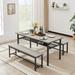 3Pcs Dining Set, Kitchen Dining Set with 2 Matching Bench, Dining Room Table Set for Home Kitchen, Breakfast Nook, Restaurant