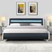 Queen Faux Leather Upholstered Platform Bed Frame with led lighting , No Box Spring Needed, Easy Assemble
