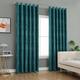Best Linen Jacquard Eyelet Curtains for Living Room Ring Top Curtain Pair Fully Lined Modern Panels Curtains for Bedroom/Home Office with 2 Free Tie-Backs (Teal, W 66" x L 72")