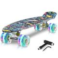 Kqpoinw Skateboards for Kids Ages 6-12, 22" Complete Kids Skateboard, Mini Skateboards for Kids/Teens/Beginners with Colorful LED Light up Wheels Skate Tool