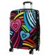 Infinity Leather Hard Shell 4 Wheel Suitcase Set Hearts Print Luggage Lightweight Cabin Travel Bags