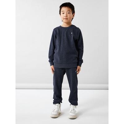 Sweatshirt NAME IT "NKMVIMO für Jungen mit Bündchen und klassischer Form", Jungen, Gr. 158/164, blau (schwarz sapphire), Sweatware, Obermaterial: 60% Baumwolle, 40% Polyester, unifarben, casual, lässig geschnitten hüftlang, Rundhals, Langarm... Image
