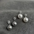 Boucles d'Oreilles en Perles Grises pour Femme Bijoux de Tempérament Coréen Goutte d'Eau en Clip