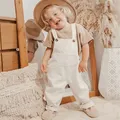 1-6Y Kids Suspender Pants Overalls Baby Boys Girls Clothes Solid Color Button Loose Bib Pants
