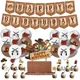 West Cowboy Party Decor Happy Birthday Banner Cowboy Cake Topper Horse Balloon Kids Favor West