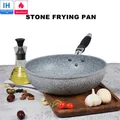 Non-Stick Pan Durable Stone Frying Wok Pan Home Steak Skillet Pancake fried induction cooker gas