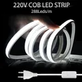 Bande lumineuse LED COB flexible avec interrupteur néon étanche décoration d'intérieur 220 LED