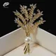 Spike Of Wheat Brooches Plant Tree Pearl Coat Rhinestone Pin Brooches For Woman Wedding Party