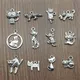 20pcs Cat Pendant Charms Antique Silver Color Small Cat Charms Jewelry DIY Cat Charms For Bracelet