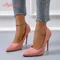 Aphixta 4.72 Inch Super High Stiletto Heels Pumps Women Solid Office Flock Pointed Toe Party Shoes