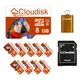 Cloudisk-Lot de 10 cartes mémoire flash Micro SD 1 Go 2 Go 4 Go 8 Go 16 Go 256 Go 128 Go 64