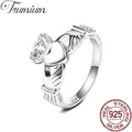 Trumium frauen Claddagh Irish Ring 925 Sterling Silber ring Liebe Herz Celtic Knoten Crown