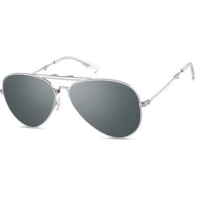 Zenni Aviator Rx Sunglasses Silver Stainless Steel Full Rim Frame
