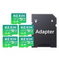 KEXIN Micro SD Card 128GB 5 Pack Micro SDXC Memory Card for 4K Camera Pro GoPro, Action Camera, Drone, Smartphone 100MB/s 128 GB Microsd Card UHS-I A1 Class 10 U3