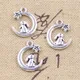 Breloques Tibétaines en Forme de Lapin Lune et Étoile Bijoux Antiques en Argent 17x14mm 15