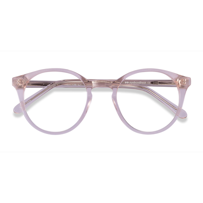 Female s round Clear Pink Acetate Prescription eyeglasses - Eyebuydirect s Latta