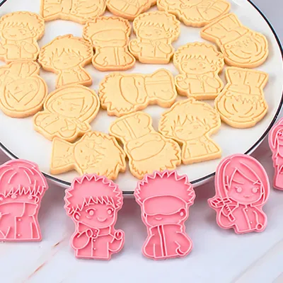 6Pcs Anime Jujutsu Kaisen Cookies Cutter Set Tools 3D Pressing Cookie Biscuit Mold Baking Tools