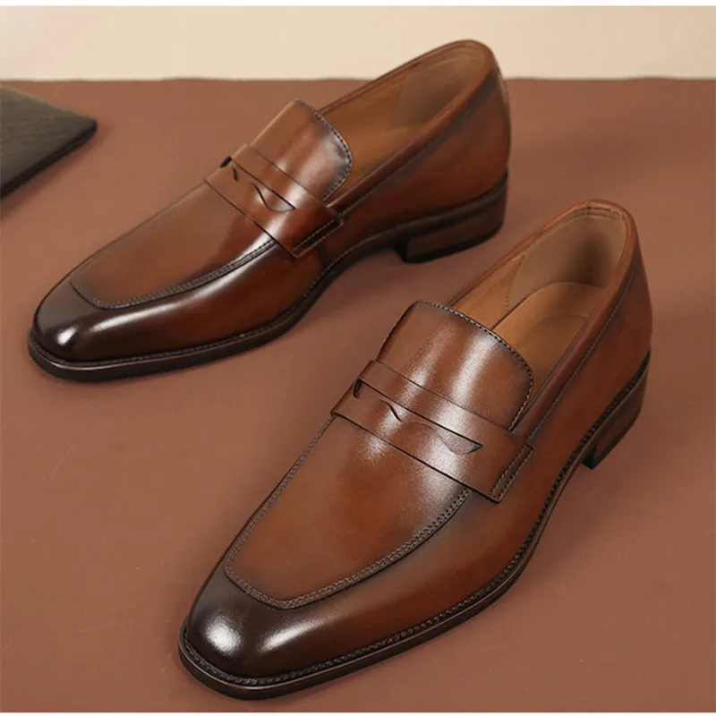 Luxus Slip on Kleid Schuhe Männer Echt leder italienische Loafer Schuhe für Männer schwarz braun Marke formale Oxford Männer Freizeit schuhe