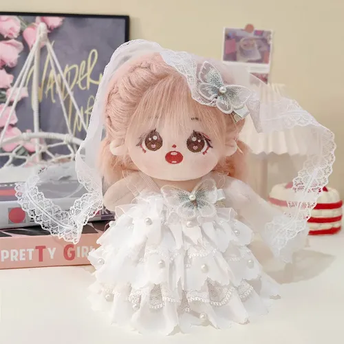 20cm Idol Puppe Kleidung Brautkleid für Stern Baumwoll puppen Zubehör weißen Gaze Rock nicht