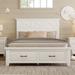 Rustic Style Platform Bed Queen Size Storage Panel Bed with 2 Drawers