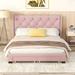 Queen Upholstered Platform Bed Frame with Drawers, Linen Fabric Storage Bed with Button Tufted Headboard, No Box Spring Needed