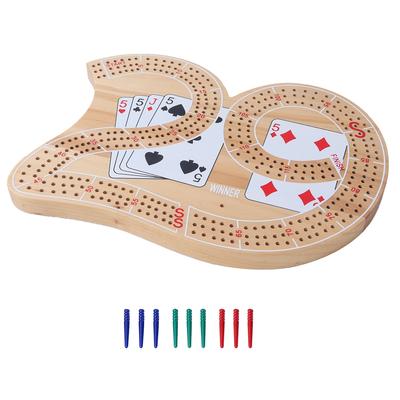 GSE™ Classic Wooden 29 Cribbage Board Game with Plastic Pegs, Classic Three-Person Cribbage Board