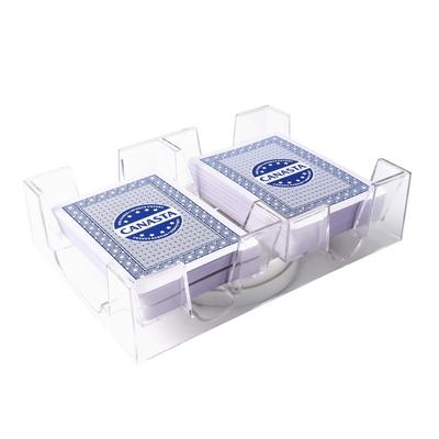 GSE™ 2-Deck Revolving Playing Card Tray, Dual Deck 360° Rotating Card Holder/Rack for Canasta, UNO Card Games