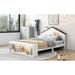 Full Size Platform Bed with Led Light & Storage, Wood House Platform Bed Frame with House-Shaped Headboard, No Box Spring Needed