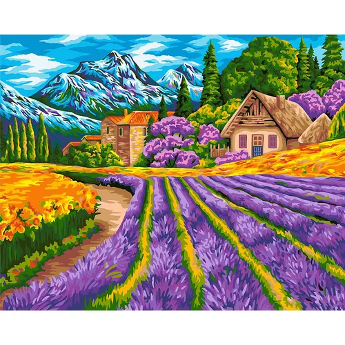Malen nach Zahlen auf Leinwand Lavendelfeld, 40 x 50 cm