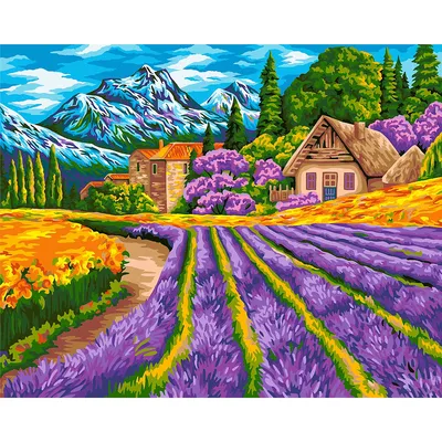 Malen nach Zahlen auf Leinwand Lavendelfeld, 40 x 50 cm Image