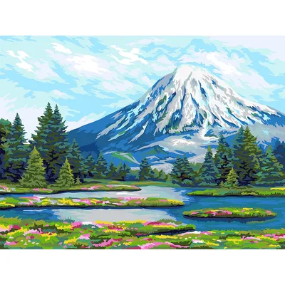 Malen nach Zahlen auf Leinwand Berglandschaft, 40 x 50 cm Image
