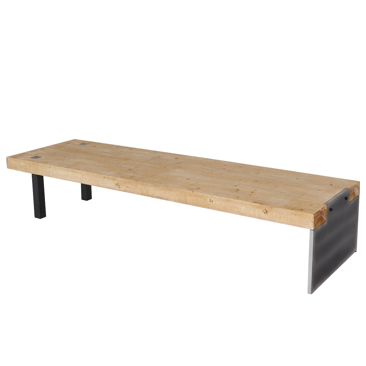 Mendler Lowboard HWC-L75, TV-Rack Fernsehtisch TV-Tisch, Industrial Massiv-Holz MVG-zertifiziert 40x200x60cm, natur Image