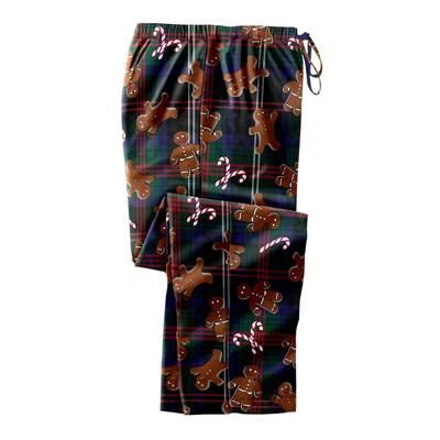 Men's Big & Tall Novelty Print Flannel Pajama pants by KingSize in Gingerbread Man Plaid (Size 2XL) Pajama Bottoms
