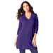 Plus Size Women's CashMORE Collection V-Neck Sweater by Roaman's in Midnight Violet (Size 38/40)