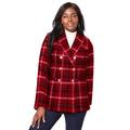 Plus Size Women's Double Breasted Wool Blazer by Jessica London in Rich Burgundy Shadow Plaid (Size 26 W) Jacket