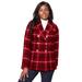 Plus Size Women's Double Breasted Wool Blazer by Jessica London in Rich Burgundy Shadow Plaid (Size 26 W) Jacket