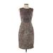 Elie Tahari Casual Dress - Sheath Crew Neck Sleeveless: Tan Leopard Print Dresses - Women's Size 4