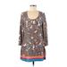 Slinky Brand Casual Dress: Blue Paisley Dresses - Women's Size Medium