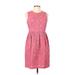 Talbots Casual Dress - Mini Crew Neck Sleeveless: Pink Print Dresses - Women's Size 10 Petite
