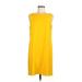 Gianni Bini Casual Dress - Shift: Yellow Solid Dresses - Women's Size Medium