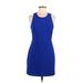 Sugar Lips Casual Dress - Sheath Crew Neck Sleeveless: Blue Print Dresses - Women's Size Medium