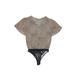 Lush Bodysuit: Tan Leopard Print Tops - Women's Size Small