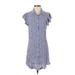 Aqua Casual Dress - Mini Collared Short sleeves: Blue Stripes Dresses - Women's Size Medium