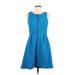 Leifsdottir Casual Dress - A-Line: Blue Chevron/Herringbone Dresses - Women's Size 6