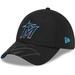 Men's New Era Black Miami Marlins Top Visor 39THIRTY Flex Hat