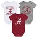 Newborn & Infant Crimson/White/Heather Gray Alabama Crimson Tide Born To Be Three-Pack Bodysuit Set